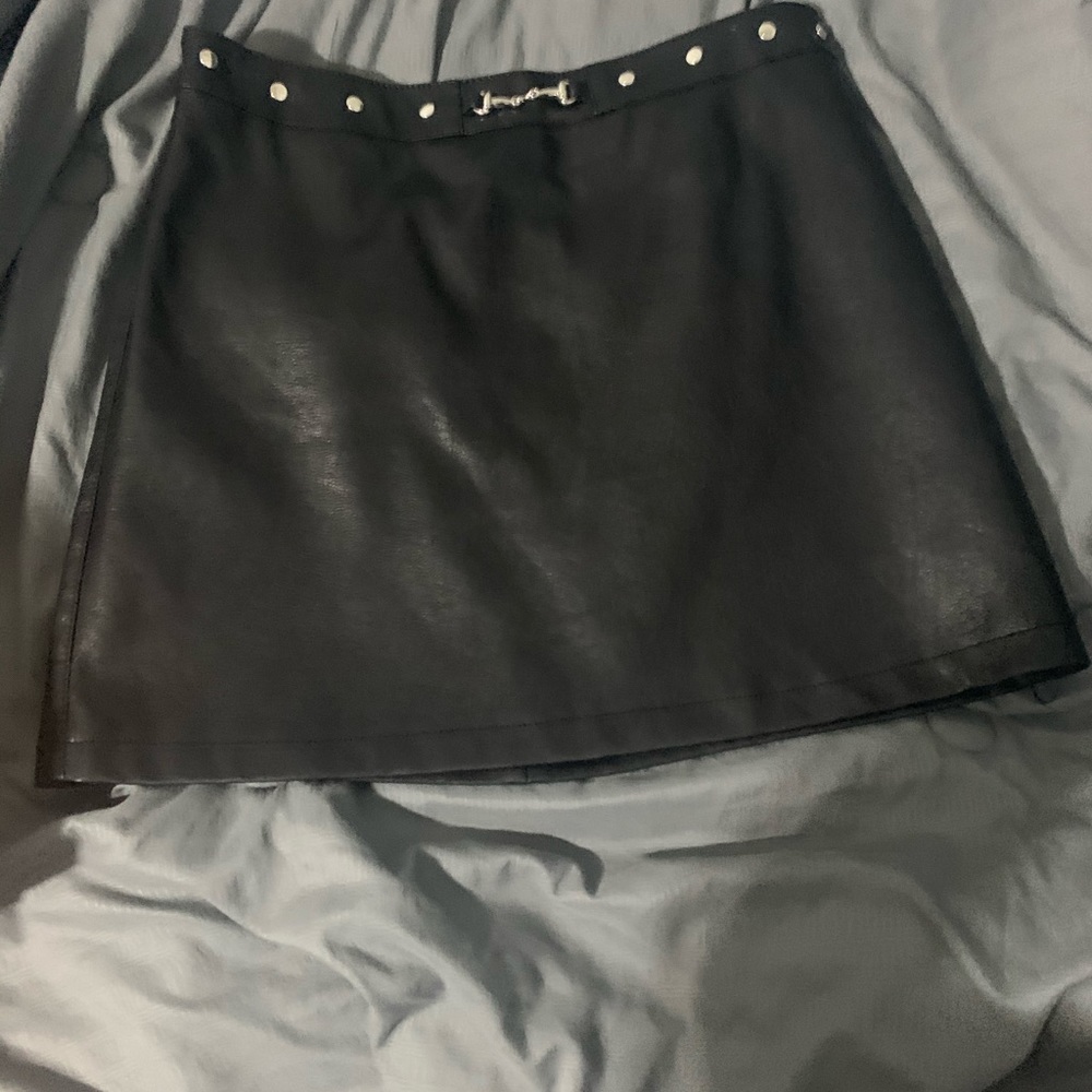 Leather black skirt